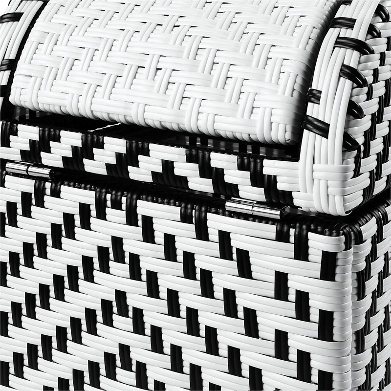 Furniture of America Azur Aluminum and FE Wicker Trash Can in Black