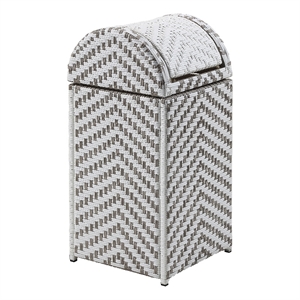 Furniture of America Azur Aluminum and FE Wicker Trash Can in Gray
