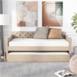Furniture of America Knolt Fabric Twin Daybed With Trundle in Ivory