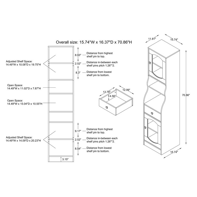 Furniture of America Elm Multi-Storage Wood Tower Cabinet in Espresso