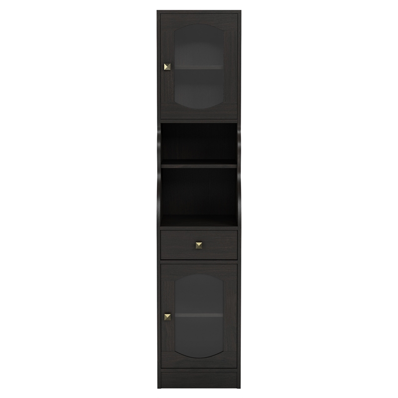 Furniture of America Elm Multi-Storage Wood Tower Cabinet in Espresso