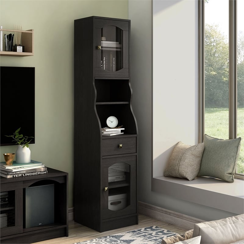 Furniture of America Elm Multi-Storage Wood Tower Cabinet in Espresso