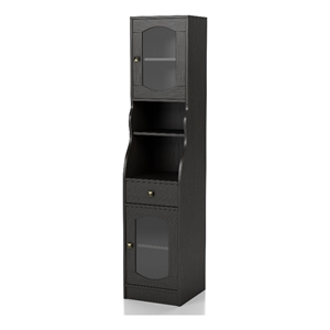 furniture of america elm multi-storage wood tower cabinet in espresso