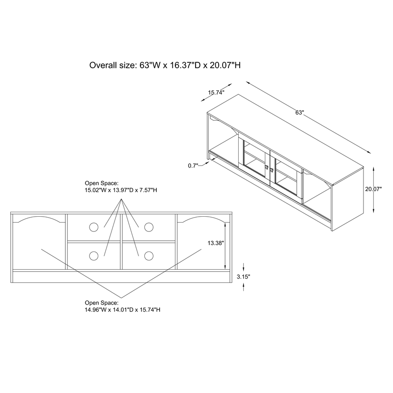 Furniture of America Elm Wood TV Stand with Cable Management in Espresso