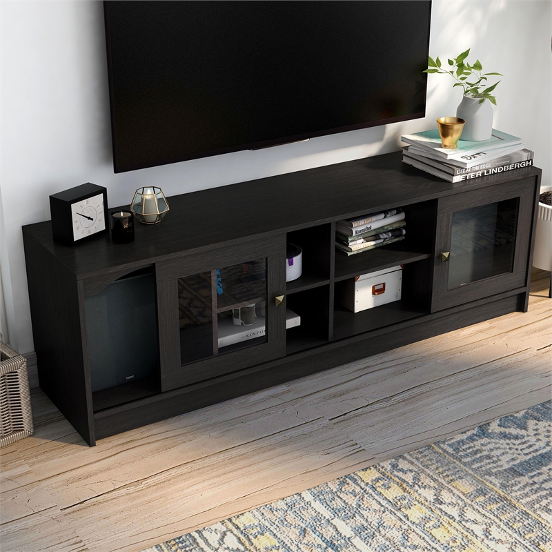 Furniture of America Elm Wood TV Stand with Cable Management in Espresso