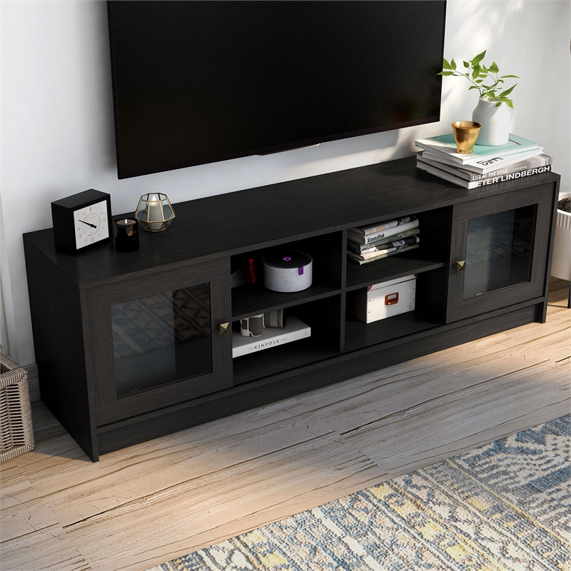 Furniture of America Elm Wood TV Stand with Cable Management in