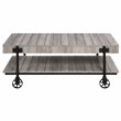 Furniture of America Acres Wood Natural Coffee Table with Metal Black Wheels