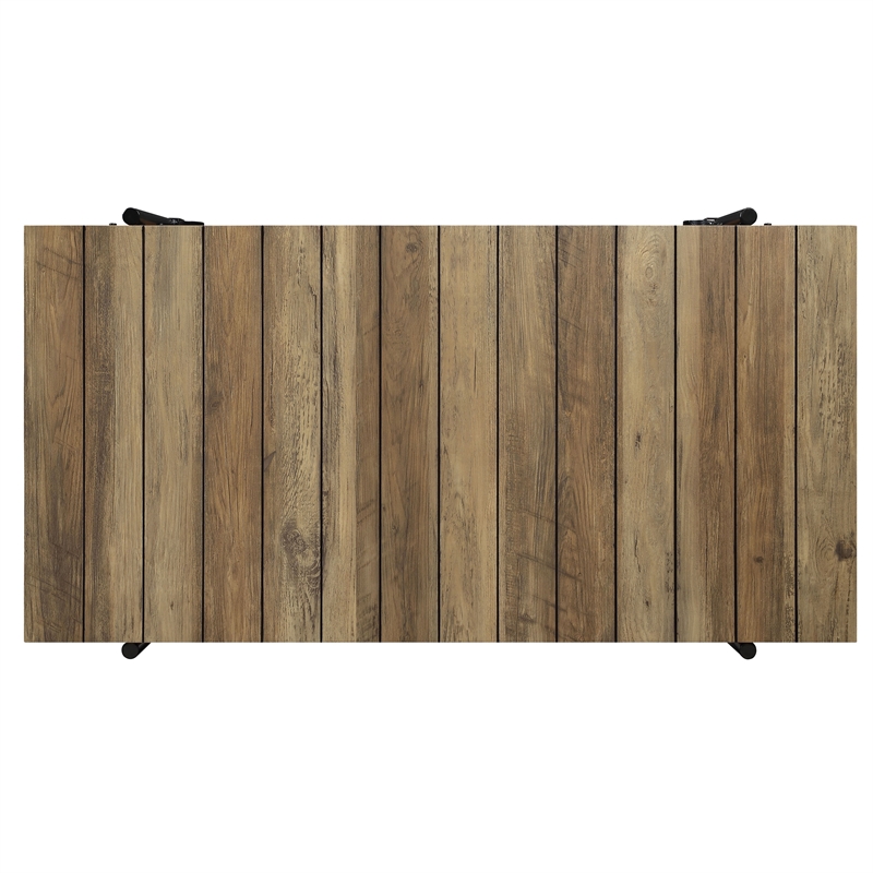 Furniture of America Acres Wood Oak Coffee Table with Metal Black Wheels