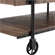 Furniture of America Acres Wood Walnut Coffee Table with Metal Black Wheels