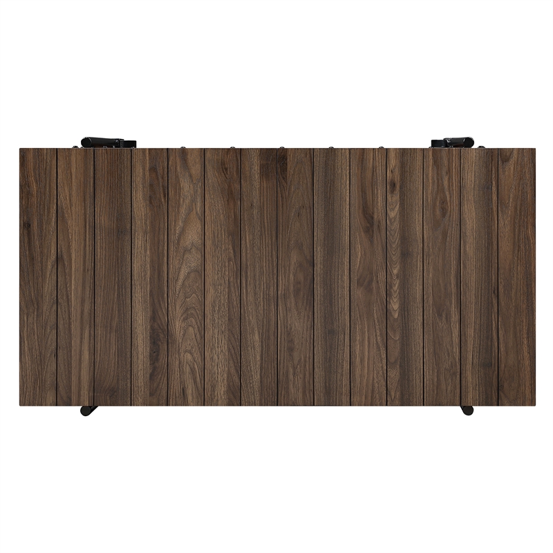 Furniture of America Acres Wood Walnut Coffee Table with Metal Black Wheels