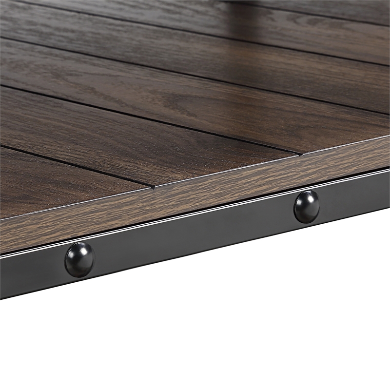 Furniture of America Acres Wood Walnut Coffee Table with Metal Black Wheels