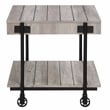 Furniture of America Acres Wood Natural End Table with Metal Black Wheels