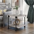 Furniture of America Acres Wood Natural End Table with Metal Black Wheels