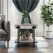 Furniture of America Acres Wood Natural End Table with Metal Black Wheels