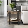 Furniture of America Acres Wood Oak End Table with Metal Black Wheels