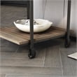 Furniture of America Acres Wood Oak End Table with Metal Black Wheels