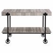 Furniture of America Acres Wood Natural Console Table with Metal Black Wheels