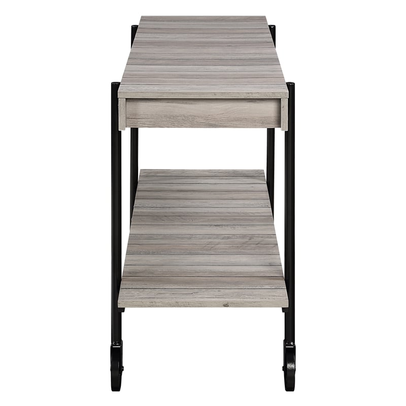 Furniture of America Acres Wood Natural Console Table with Metal Black Wheels