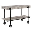 Furniture of America Acres Wood Natural Console Table with Metal Black Wheels