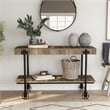 Furniture of America Acres Wood Oak Console Table with Metal Black Wheels