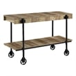 Furniture of America Acres Wood Oak Console Table with Metal Black Wheels