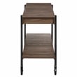 Furniture of America Acres Wood Walnut Console Table with Metal Black Wheels