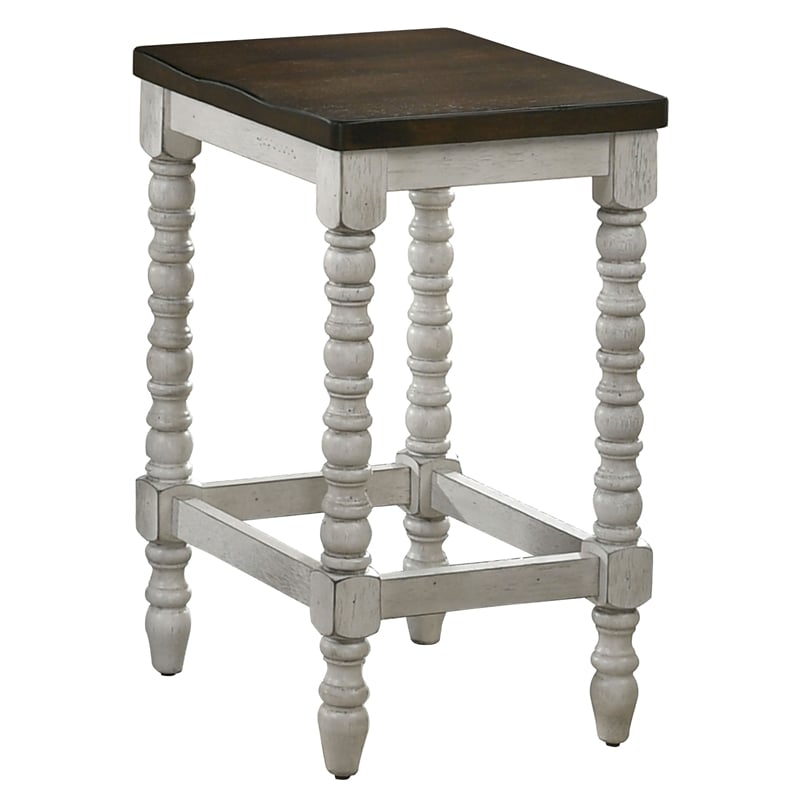 Furniture of America Birch Wood Counter Stools in White and Walnut (Set of 2)