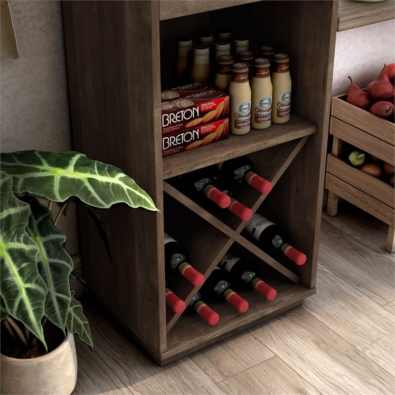 Furniture of America Scandi Wood Tower Cabinet in Reclaimed Oak