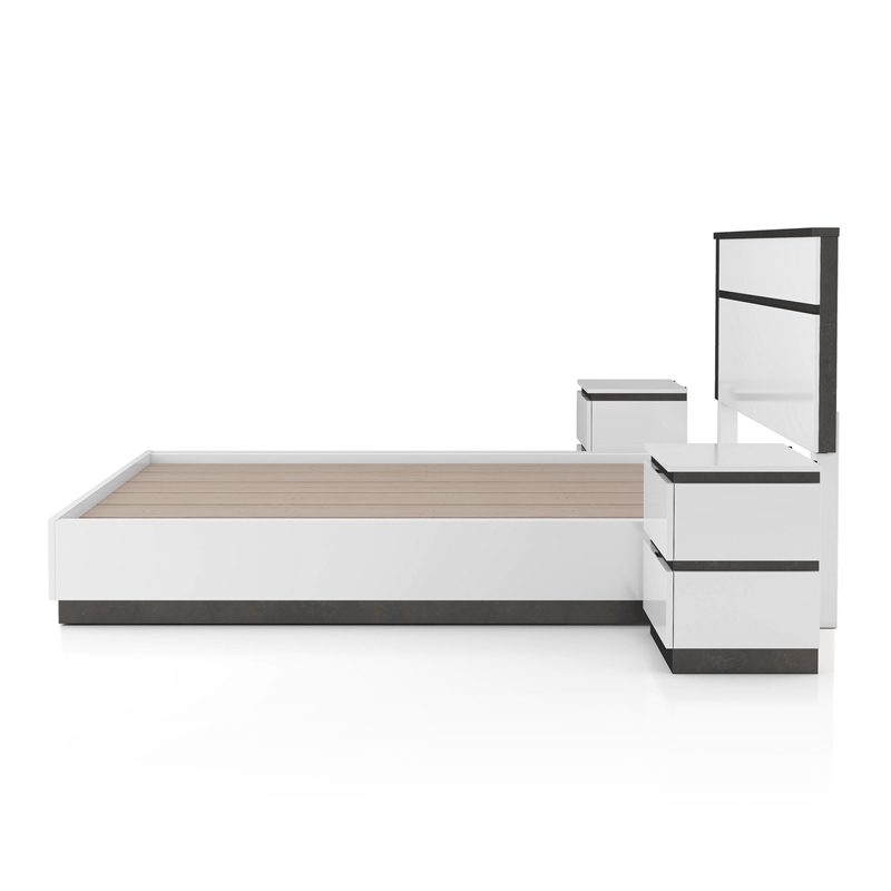 FOA Misti 3-Piece White Wood Bedroom Set - Cal King + 2 Nightstands