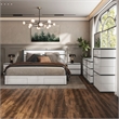 FOA Misti 6pc Wood White Bedroom Set-Queen+2 Nightstands+Chest+Dresser+Mirror