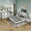 FOA Misti 6pc White Wood Bedroom Set-King+2 Nightstands+Chest+Dresser+Mirror