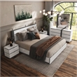FOA Misti 5pc Wood White Storage Bed Set - King+2 Nightstands+Dresser+Mirror