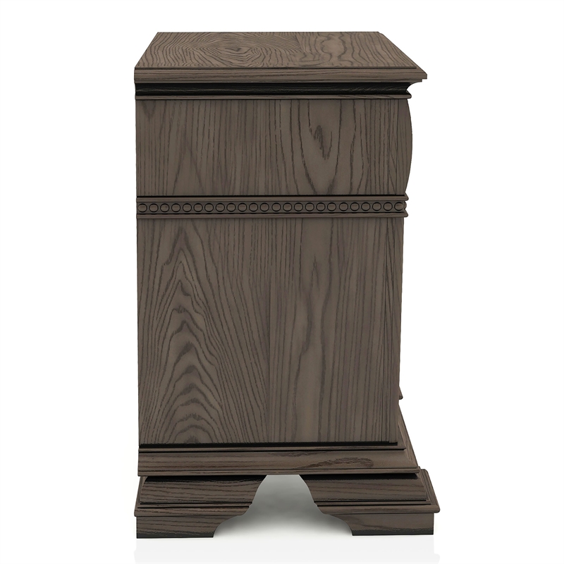 FOA Charo 5pc Gray Wood Bedroom Set-King + 2 Nightstands + Dresser + Mirror