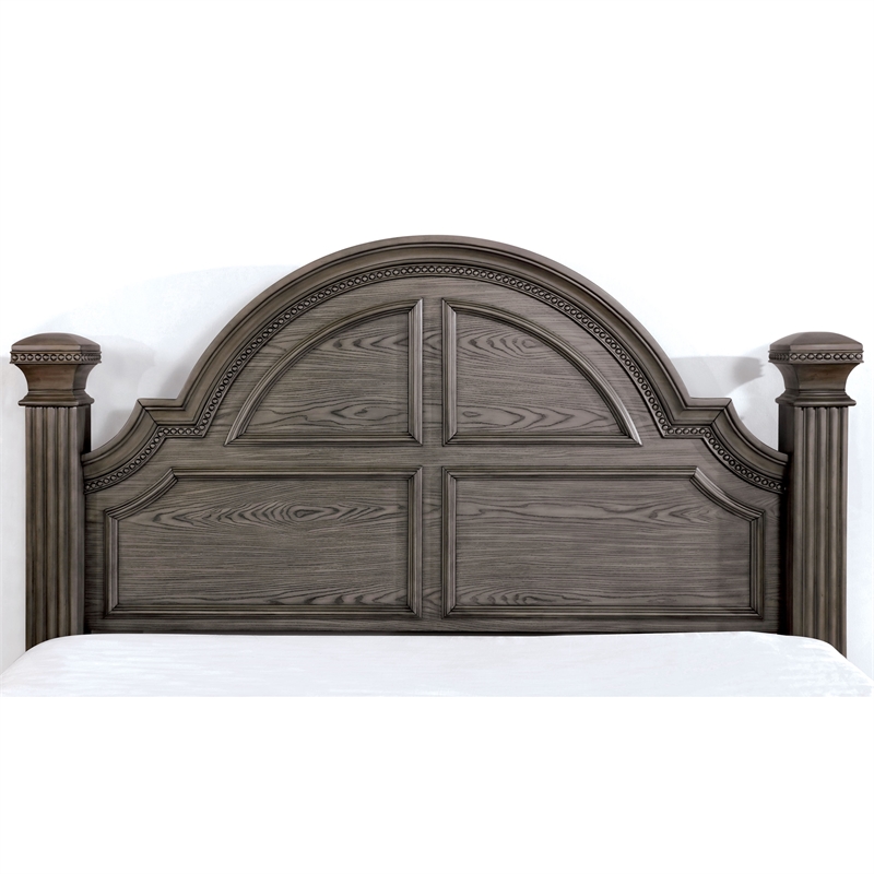 FOA Charo 5pc Gray Wood Bedroom Set-Queen + 2 Nightstands + Dresser + Mirror