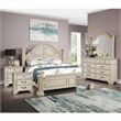 FOA Charo 5pc White Wood Bedroom Set-Queen + 2 Nightstands + Dresser + Mirror