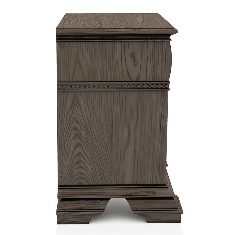 FOA Charo 6pc Gray Wood Bedroom Set-King+2 Nightstands+Chest+Dresser+Mirror