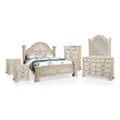 FOA Charo 6pc White Wood Bedroom Set-King+2 Nightstands+Chest+Dresser+Mirror