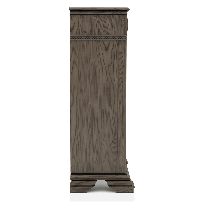 FOA Charo 6pc Gray Wood Bedroom Set-Queen+2 Nightstands+Chest+Dresser+Mirror