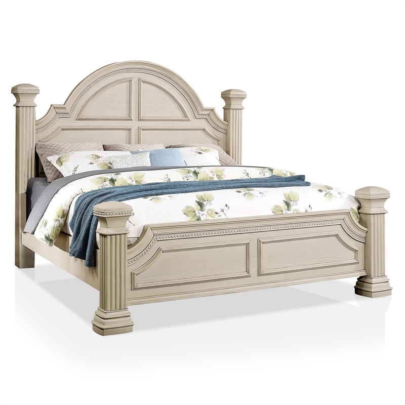 FOA Charo 6pc White Wood Bedroom Set-Queen+2 Nightstands+Chest+Dresser+Mirror