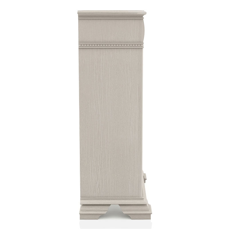 FOA Charo 6pc White Wood Bedroom Set-Queen+2 Nightstands+Chest+Dresser+Mirror