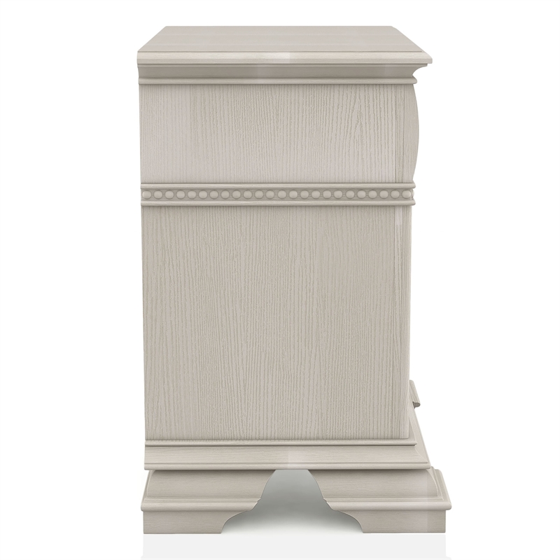 Furniture of America Charo 3pc White Wood Bedroom Set-Queen + 2 Nightstands