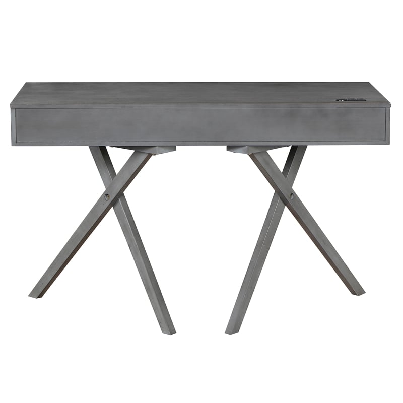Furniture of America Alto Wood Writing Desk with USB in Gray