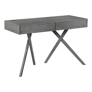 Furniture of America Alto Wood Writing Desk with USB in Gray