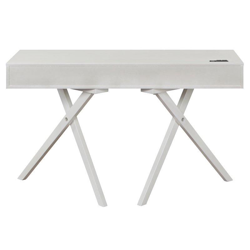 Furniture of America Alto Wood Writing Desk with USB in Luminous White
