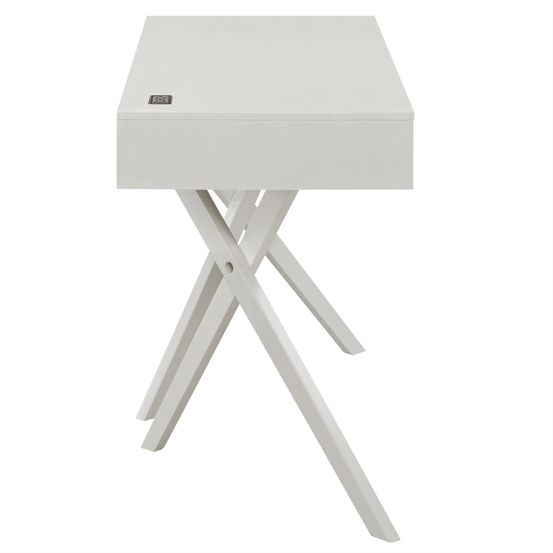 Furniture of America Alto Wood Writing Desk with USB in Luminous White