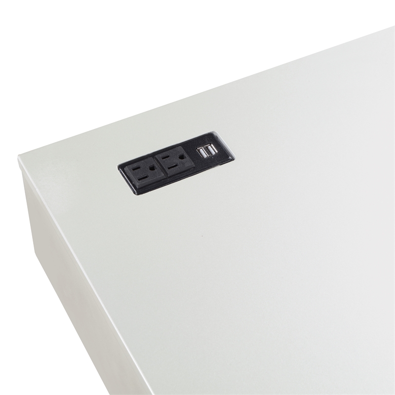 Furniture of America Alto Wood Writing Desk with USB in Luminous White