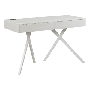 Furniture of America Alto Wood Writing Desk with USB in Luminous White