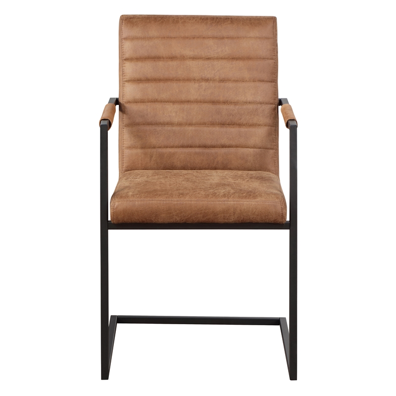 Furniture of America Knolt Fabric Upholstered Armchair in Brown (Set of 2)