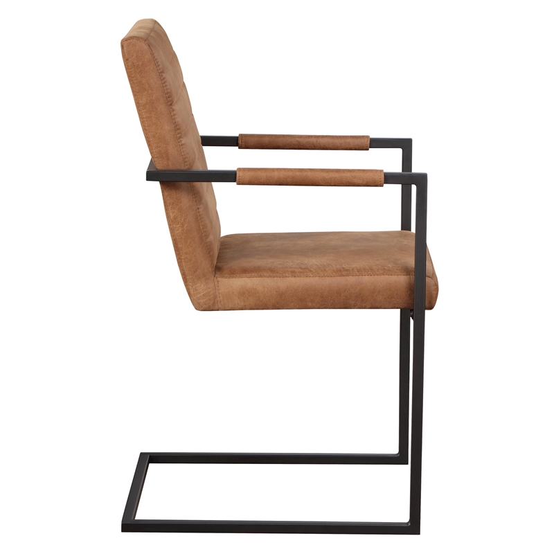 Furniture of America Knolt Fabric Upholstered Armchair in Brown (Set of 2)