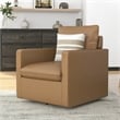 Furniture of America Elm Transitional Faux Leather Swivel Chair in Brown